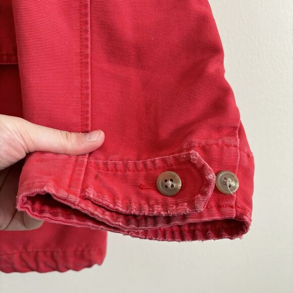 VTG Eddie Bauer Canvas Jacket Full Zip Button Up Red Collard - Womens Size Large - Picture 4 of 10